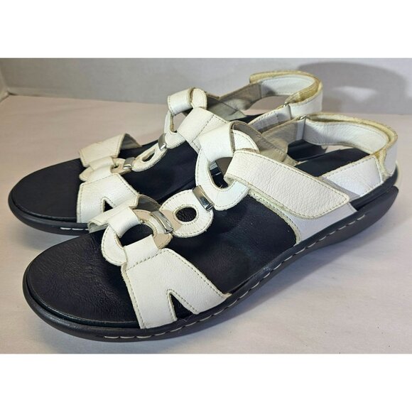 Rieker Womens White Leather Sandals With Adjustable Straps & Ring Detail size 11 - Picture 13 of 13